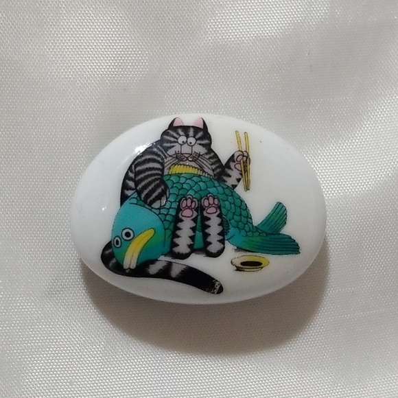 🐾🎨 Sprinkle Some Kliban Charm! Set of 5 Cat Lover's Glass Gem Magnets - Picture 3 of 7